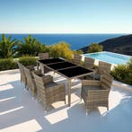 Aluminium wicker zitgroep Menorca 8+1 met beschermhoes - nat, Tuin en Terras, Tuinsets en Loungesets, Verzenden, Nieuw