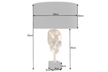 Tafellamp SKULL 56cm goudkleurige katoenen kap zwart - 41529, Ophalen of Verzenden, Nieuw