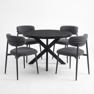 Oscar Deal black mango 120cm + 4x Tess bouclé antraciet, Ophalen of Verzenden, Nieuw