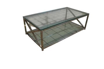 Moderne glazen salontafel – rechthoekige tafel met chromen/R, Huis en Inrichting, Ophalen of Verzenden, Nieuw