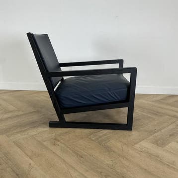 Maxalto Clio fauteuil van Antonio Citterio,  blauw leder -, Gebruikt, Zwart, Leer, Ophalen of Verzenden
