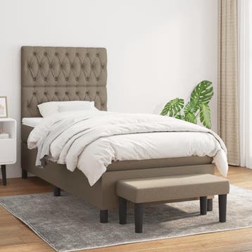vidaXL Boxspring met matras stof taupe 90x190 cm, 90 cm, Eenpersoons, Verzenden, Nieuw
