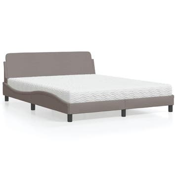 vidaXL Bed met matras Dover stof taupe 160x200 cm, Verzenden, 200 cm, Stof, 160 cm