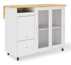 Opvouwbaar Keukeneiland 112 cm – Glazen Deuren & Eikenlook, Verzenden, Nieuw