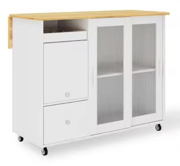 Opvouwbaar Keukeneiland 112 cm – Glazen Deuren & Eikenlook, Verzenden, Nieuw