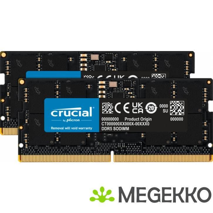 Crucial DDR5 SODIMM 2x16GB 4800, Computers en Software, RAM geheugen, Nieuw, Verzenden
