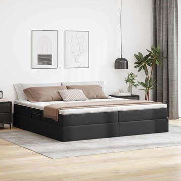 vidaXL Opslag bed met matras met matras Zwart 200 x 200 cm, Huis en Inrichting, Slaapkamer | Bedden, Verzenden, Nieuw, Zwart, Overige materialen