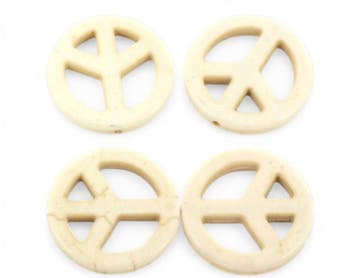1 x Edelsteen kraal Howliet peace teken 25 x 4 mm – gat 1., Ophalen of Verzenden, Nieuw, Kraal