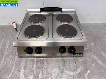 RVS Metos 4 pits elektrisch fornuis kookplaat 80 cm 400V, Ophalen of Verzenden, Gebruikt