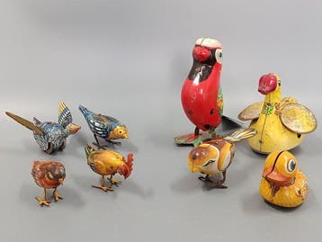 Konvolut Vintage Blechspielzeug Vögel & Enten – 8-teiliges
