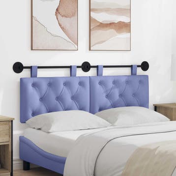 vidaXL Hangend hoofdbord Jeans Blauw Stof, Verzenden, Nieuw, Blauw, Stof