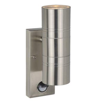 Chroom kleurige buitenlamp Arne - Met sensor, Ophalen of Verzenden, Nieuw, Rvs, Wandlamp