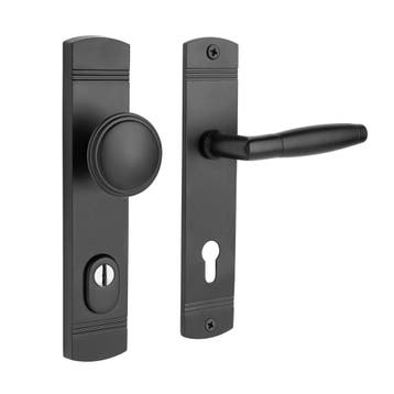Retro buitendeurbeslag knop/klink PC92 in mat zwart met k..., Ophalen of Verzenden, Nieuw, Overige materialen, Klink of Kruk