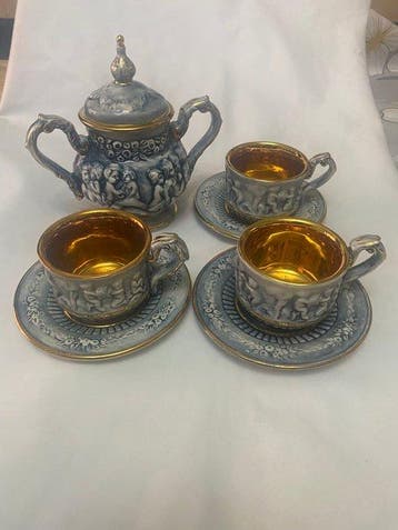 R. Capodimonte - Koffieservies (4) - Porselein, Verguld