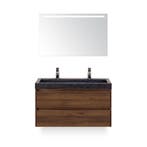 Dante Badmeubelset 100 cm - Walnoot - Wastafel Hardsteen Wit, Ophalen of Verzenden, Nieuw