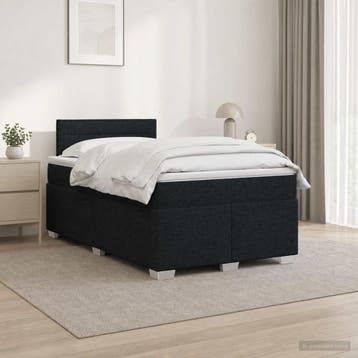 vidaXL Boxspring Bed met Matras en LED Zwart 120 x 190 cm, Verzenden, Nieuw, Twijfelaar, Zwart