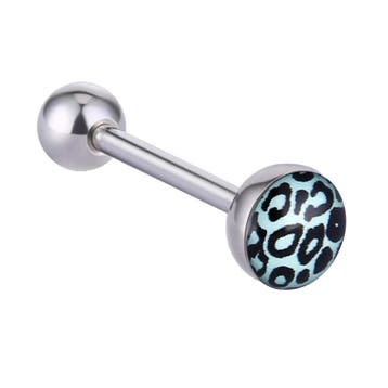 Fako Bijoux - Tongpiercing - Luipaard - 28mm - Lichtblauw, Verzenden, Nieuw