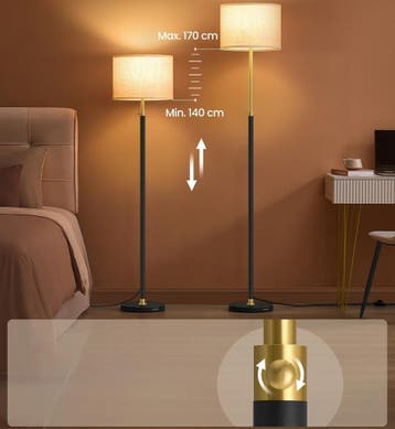 Verstelbare vloerlamp met stoffen kap LED, Verzenden, Nieuw