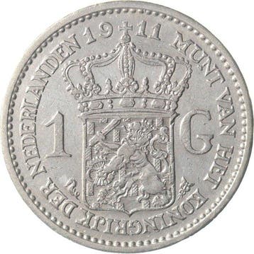 Nederland. Wilhelmina. 1 Gulden 1911, Postzegels en Munten