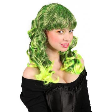 Groene damespruik met golvend haar - Damespruiken, Verzenden, Nieuw