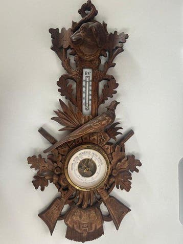 T. Mann & Co. Aneroid barometer - Hout, Metaal -, Antiek en Kunst