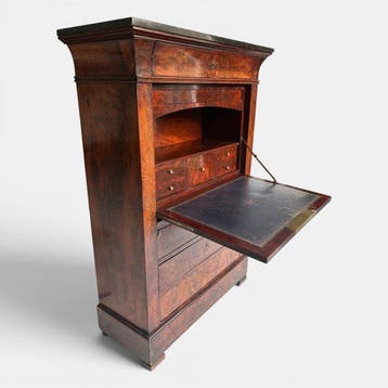 Secrétaire - Mahonie, Marmer, Leder, Messing - Secretaire à