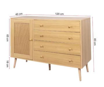 Houten Dressoir 120x40x83 cm – Modern Opbergmeubel met Lades, Huis en Inrichting, Kasten | Ladekasten, Verzenden, Nieuw