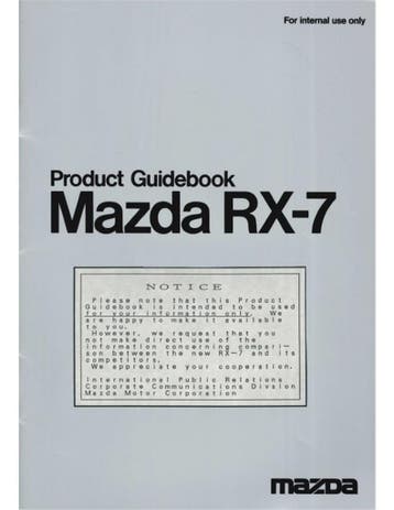 1992 MAZDA RX-7 PRODUCT GUIDEBOOK BROCHURE ENGELS, Nieuw, Mazda, Author
