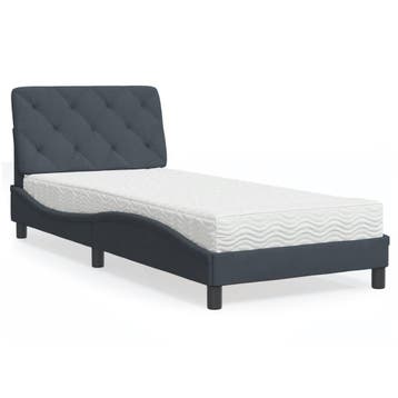 vidaXL Bed met matras fluweel donkergrijs 90x200 cm, Huis en Inrichting, 90 cm, Eenpersoons, Verzenden, Nieuw