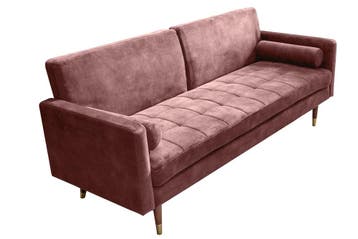 Moderne slaapbank COUTURE 196cm oudroze microvelours 3-zits, Huis en Inrichting, Slaapkamer | Slaapbanken, Ophalen of Verzenden