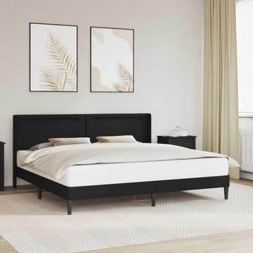 vidaXL Bedframe met LED-stripverlichting Zwart 180 x 200 cm, Huis en Inrichting, Slaapkamer | Bedden, Verzenden, Nieuw, Zwart