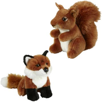 Knuffeldieren set vos en eekhoorn - pluche - 18 cm, Verzenden, Nieuw
