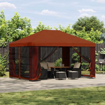 vidaXL Paviljoen 4 × 3 m Terracotta Polyester en staal 190, Verzenden, Nieuw