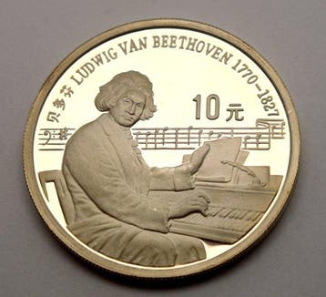 China. 10 Yuan 1990 Ludwig Van Beethoven (Zonder