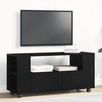 vidaXL Tv-meubel wielen 102x34,5x43 cm spaanplaat zwart, Huis en Inrichting, Verzenden, Nieuw, Overige houtsoorten