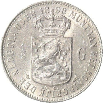 Nederland. Wilhelmina. 1/2 Gulden 1898 ZELDZAAM KWALITEIT