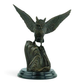 Nick - sculptuur, Owl with Spread Wings - 24 cm - Brons,