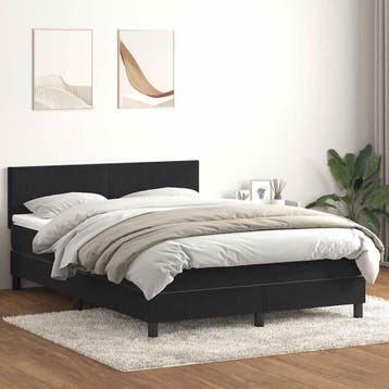 vidaXL Boxspring met matras fluweel zwart 160x210 cm, Huis en Inrichting, Slaapkamer | Bedden, Verzenden, Nieuw, Zwart, Stof