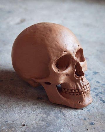 Arcangelo Ambrosi - Skull - Hand Sculpted Terracotta