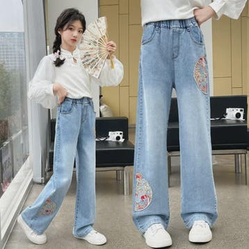 Stoere Wijde Jeans voor Meisjes - Comfortabele Streetwear Ki, Verzenden, Nieuw