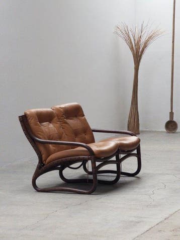 IKEA - Sofa - Baden - Rattan, Bamboe, Leder, Canvas