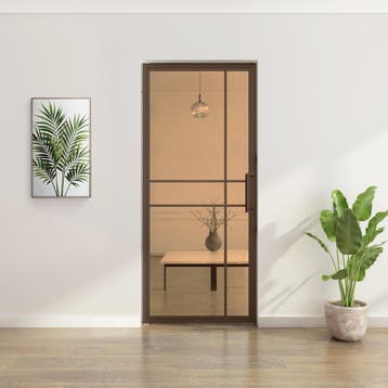 Stalen taatsdeur Brons 6 Vlaks Brons rook glas Luxe design*, 80 tot 100 cm, Overige typen, Nieuw, Metaal