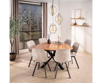 Eettafel Driehoek acacia 135 x 135 cm, Huis en Inrichting, Ophalen of Verzenden, Nieuw