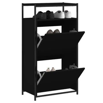 vidaXL Schoenenkast 60x34x112 cm bewerkt hout zwart, Verzenden, Nieuw