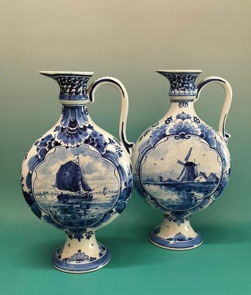 Royal Delft Porceleyne Fles - Kan (2) - Model V 5 - Keramiek, Antiek en Kunst