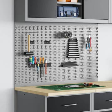 vidaXL Gereedschap Wandpaneel 2 st Grijs 100 x 1 x 60 cm, Doe-het-zelf en Verbouw, Gereedschapskisten, Verzenden, Nieuw