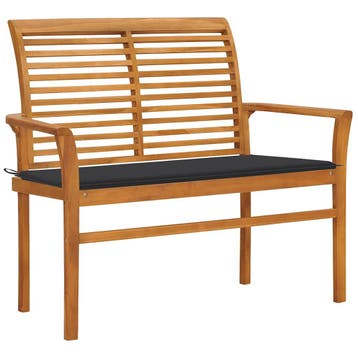 vidaXL Tuinbank met antracietkleurig kussen 112 cm massief, Verzenden, Nieuw, Teakhout