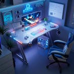 Gaming bureau - Gaming desk - Gaming tafel - 140x60 cm - Wit, Verzenden, Zo goed als nieuw