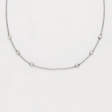 Halsketting - 14 karaat Witgoud Diamant (Natuurlijk), Nieuw