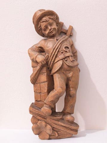 sculptuur, Scultura in legno intagliata a mano - Trofeo